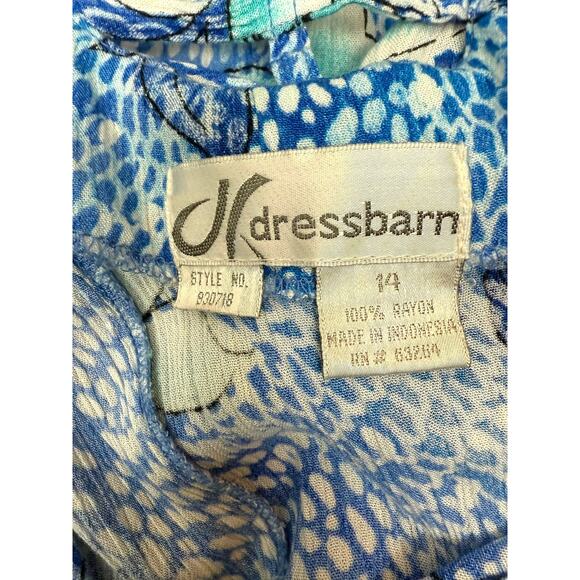 Vintage 1990's pure rayon DRESSBARN blue floral dress with crisscross back - Picture 3 of 8